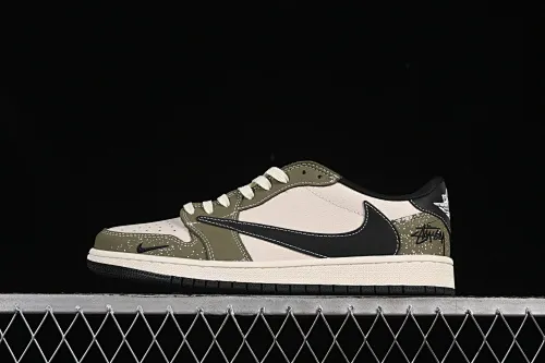 All categories Air Jordan Jordan series basketball shoes Air Jordan 1 Low High-end customized low-top sneakers Travis Scott x Fragment Design x Air Jordan 1 Low OG SP AJ1 Stussi co-branded dark bean green low-top cultural casual sneakers LD2025-018